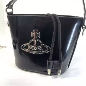 Vivienne Westwood Handbag Shoulder Bag Logo Leather Black